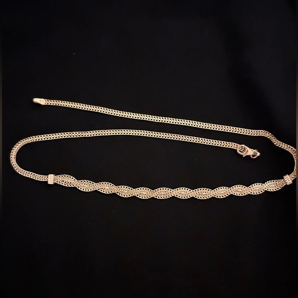 NEW SOLID 10K YG Necklace Yellow Gold Double Curb Link Braided Design Chain 10k - Picture 6 of 15